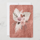 フレッシュなブッシュピンクとコッパーのトロピカルパンパスユニークウェディング 招待状 (裏面)