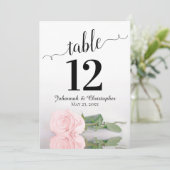 フレッシュなブッシュピンクのローズエレガントウェディングテーブルナンバー大型 (スタンド正面)