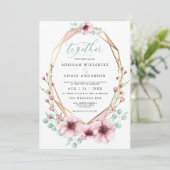 フレッシュな春の花と葉 BarefootBride™ 招待状 (スタンド正面)