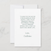 フレッシュな春の黄色の花のブライダルシャワーのお礼 サンキューカード (裏面)