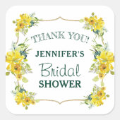 フレッシュな春の黄色の花のブライダルシャワー感謝祭 スクエアシール (正面)