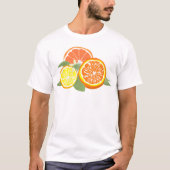 フレッシュな柑橘類のスライス オレンジ レモン Tシャツ (正面)