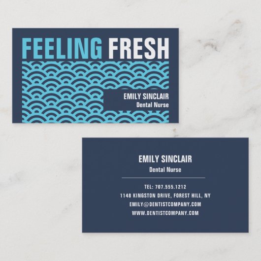 フレッシュな気分、歯科医 名刺 (正面/裏面)