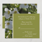 フレッシュな白い庭の花　ＲＳＶＰ　ウェディングパーティー 招待状 (正面/裏面)