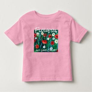 フレッシュな花畑アクリル。ポピー トドラーTシャツ