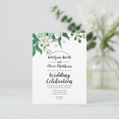 フレッシュな葉ボタニカルトップ縁どトレンディー結婚ズ インビテーションポストカード (スタンド正面)