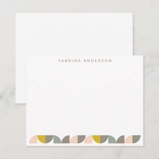 フレッシュな黄色と灰色の幾何学模様のカスタマイズされたフラットデザイン ノートカード (正面/裏面)