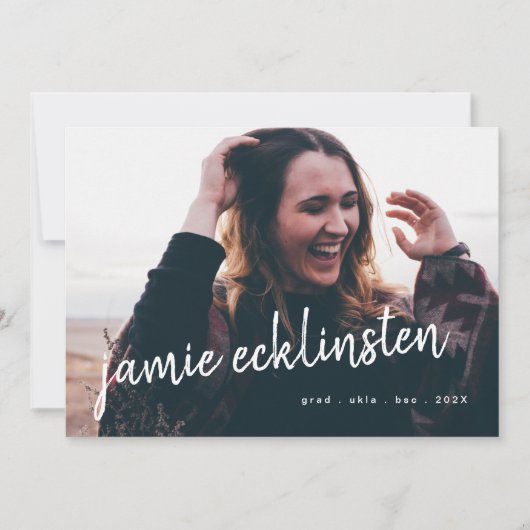 フレッシュはっきりしたとスクリプトのグラード名2枚の写真 案内状 (正面)