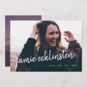 フレッシュはっきりしたとスクリプトのグラード名2枚の写真 案内状 (正面/裏面)