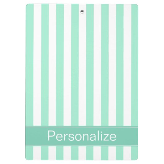 フレッシュアクアストライプパーソナライズされたズ クリップボード (裏面)