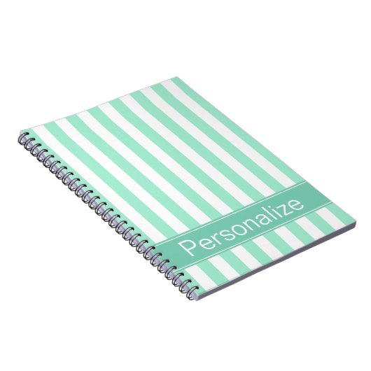 フレッシュアクアストライプパーソナライズされたズ ノートブック (右側)