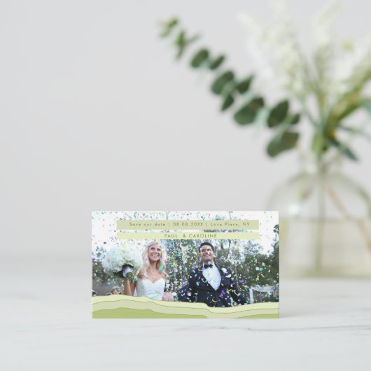 フレッシュアクアパステルグラデーショモダンン鮮やか結婚ズ エンクロージャーカード (スタンド正面)