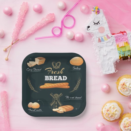 フレッシュアーティザンパンベーカリーローフバ転がグエット ペーパープレート (パーティー)