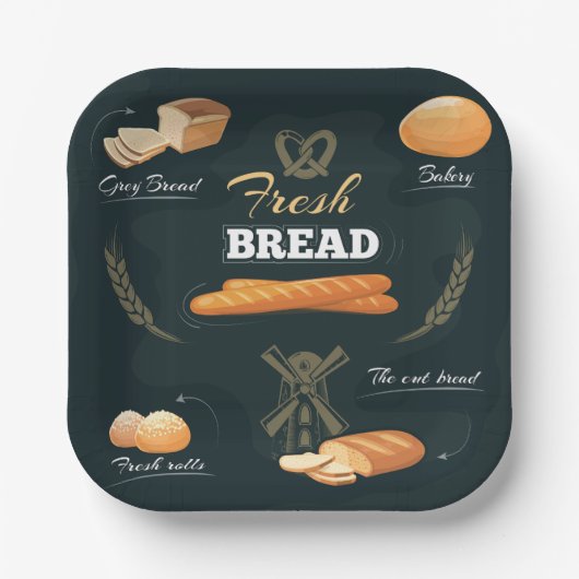 フレッシュアーティザンパンベーカリーローフバ転がグエット ペーパープレート (正面)
