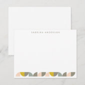 フレッシュイエローとグレイの幾何学模様パーソナライズドフラット ノートカード (正面/裏面)