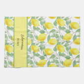 フレッシュイエローレモンとグリーン葉 キッチンタオル (横)