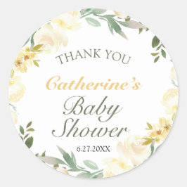 フレッシュイエロー春フローラベビーシャワーありがとう ラウンドシール