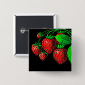 フレッシュイチゴのヴィンテージイラスト 缶バッジ (正面&裏面)