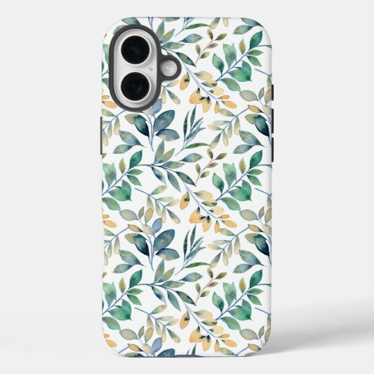 フレッシュウォーターカラーグリーンとイエローリーフパターン Case-Mate iPhoneケース (裏面)