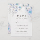 フレッシュウォーターカラーライトブルーフローラBoho RSVPカード (正面/裏面)