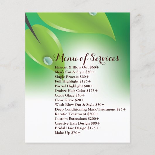 フレッシュエレガントグリーンリーフデザイン チラシ (裏面)