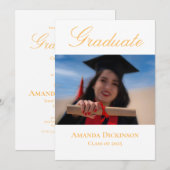 フレッシュエレガント フォト イエロー 卒業 招待状 (正面/裏面)