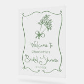 フレッシュオフお洒落ザマーケットセージ緑のブライダル アクリルサイン (傾斜)