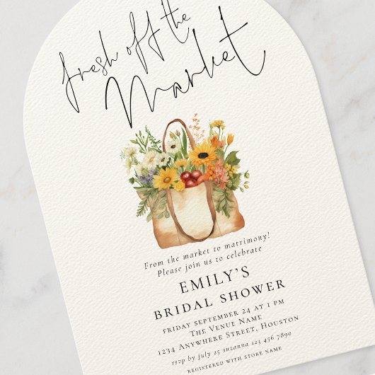 フレッシュオフザマーケットひまわりブライダルシャワーアーチ 招待状