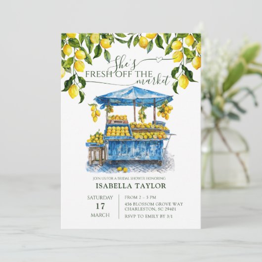 フレッシュオフザマーケットシトラスレモンブライダルシャワー 招待状 (スタンド正面)