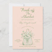 フレッシュオフザマーケットスケッチフラワーブライダルシャワー 招待状 (正面)