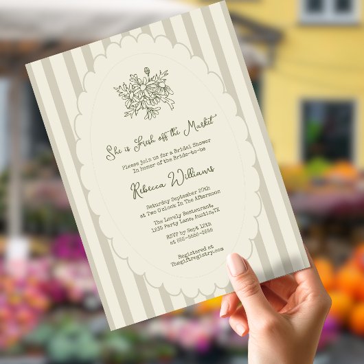 フレッシュオフザマーケットセージグリーンブライダルシャワー 招待状