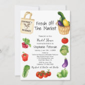 フレッシュオフザマーケットバスケットトートバッグブライダルシャワー 招待状 (正面)