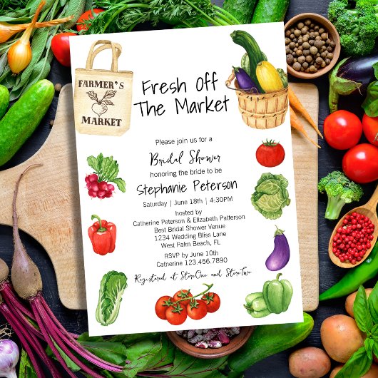 フレッシュオフザマーケットバスケットトートバッグブライダルシャワー 招待状