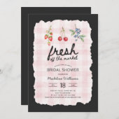 フレッシュオフザマーケットピンクジンガムブライダルシャワー 招待状 (正面/裏面)