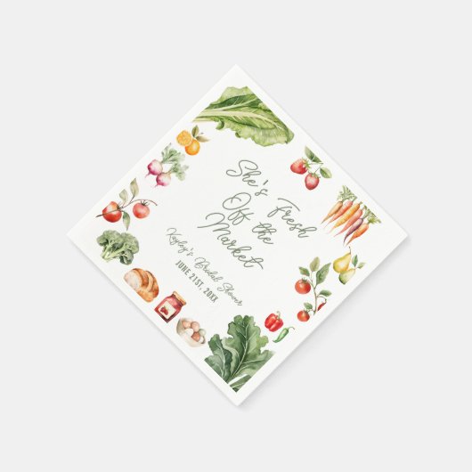 フレッシュオフザマーケットファーマーズマーケットブライダルシャワー スタンダードカクテルナプキン (角)