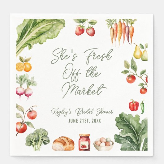 フレッシュオフザマーケットファーマーズマーケットブライダルシャワー スタンダードカクテルナプキン