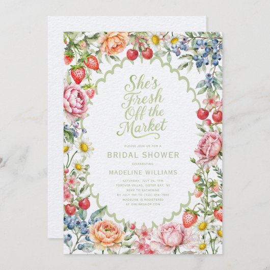 フレッシュオフザマーケットファーマーズマーケットブライダルシャワー 招待状 (正面/裏面)