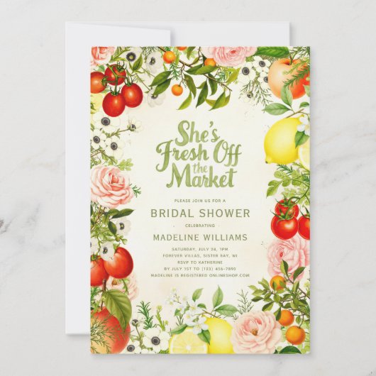 フレッシュオフザマーケットファーマーズマーケットブライダルシャワー 招待状 (正面)