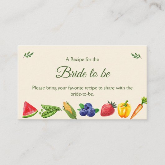 フレッシュオフザマーケットファームブライダルシャワーレシピ エンクロージャーカード (正面)