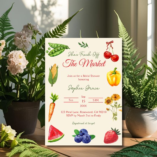 フレッシュオフザマーケットファームブライダルシャワー 招待状