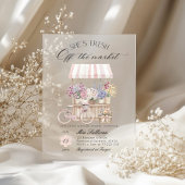 フレッシュオフザマーケットフラワーカートブライダルシャワー アクリル招待状