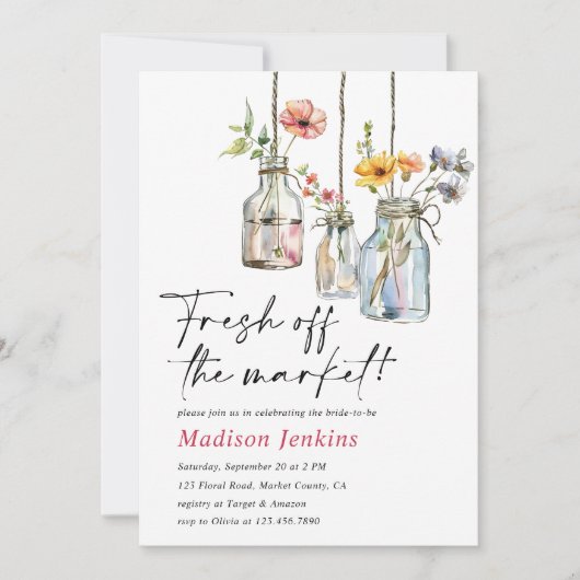 フレッシュオフザマーケットフローラジャーブライダルシャワー 招待状 (正面)