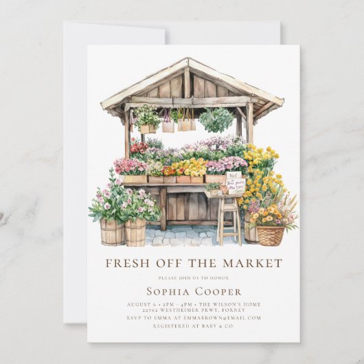 フレッシュオフザマーケットフローラブライダルシャワー 招待状 (正面)