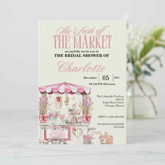フレッシュオフザマーケットブライダルシャワーフローラシック 招待状 (スタンド正面)