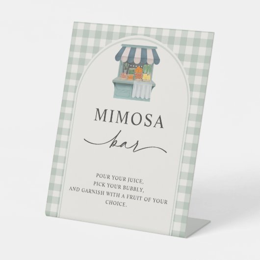 フレッシュオフザマーケットブライダルシャワーミモザバー 台座サイン (正面)