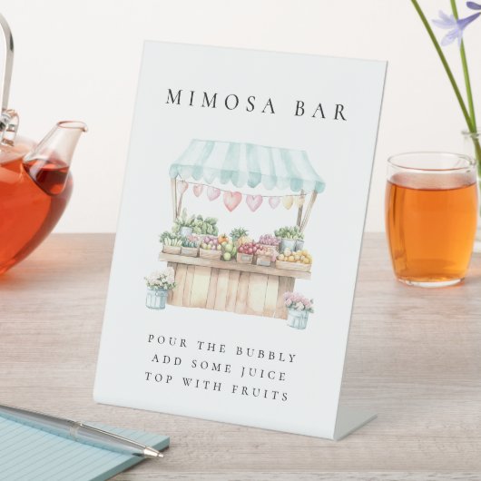 フレッシュオフザマーケットブライダルシャワーミモザバー 台座サイン (インサイチュ)