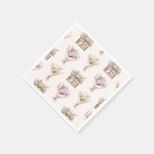フレッシュオフザマーケットブーケブライダルシャワー スタンダードカクテルナプキン (角)