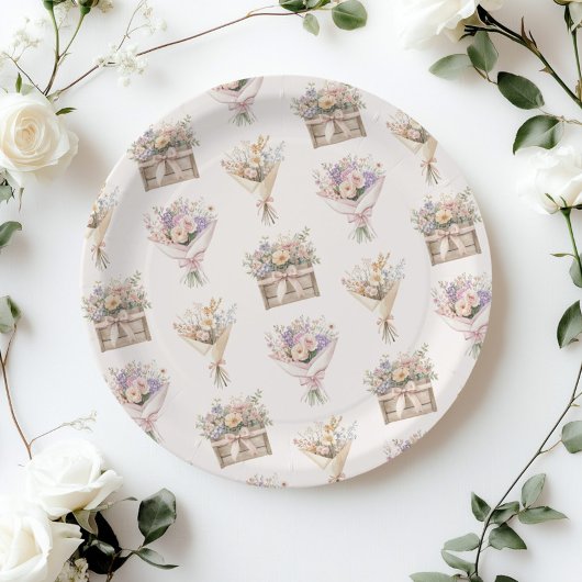 フレッシュオフザマーケットブーケブライダルシャワー ペーパープレート