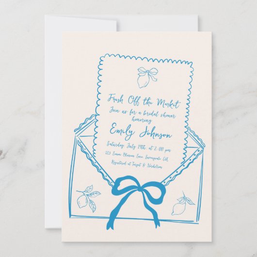 フレッシュオフザマーケットレモお洒落ンブライダルシャワー 招待状 (正面)
