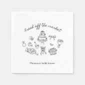 フレッシュオフザマーケット 手描きのブライダルシャワー スタンダードカクテルナプキン (正面)